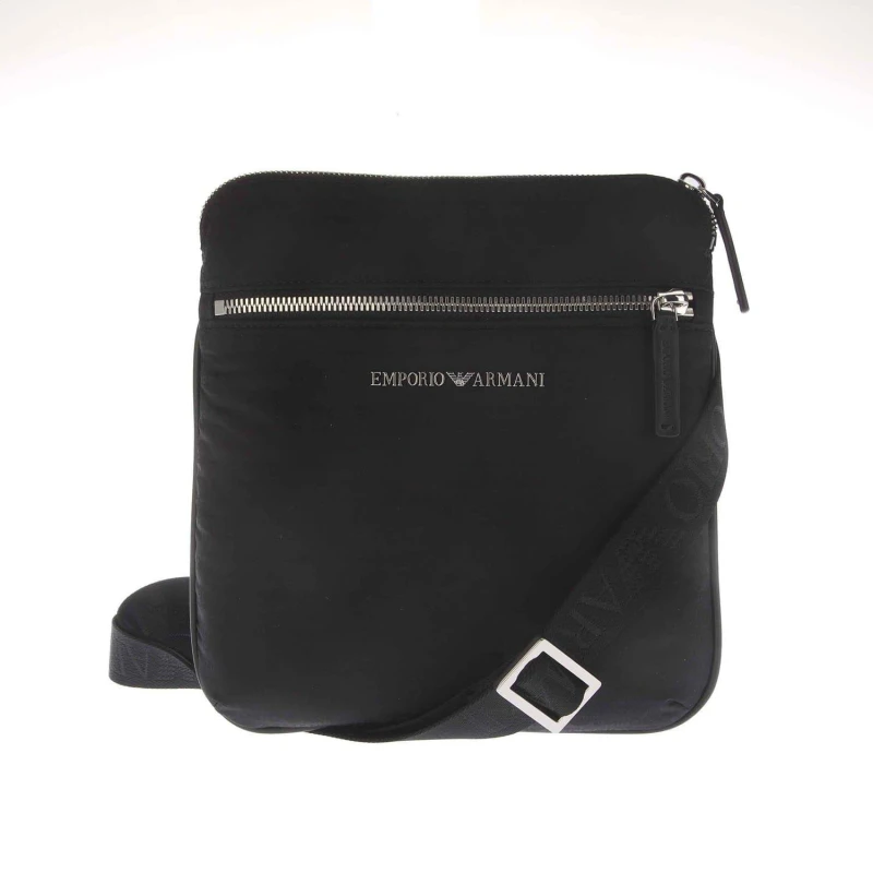 Image of Emporio Armani Nylon Allover Jacquard Logo Shoulder Bag Black male One Size