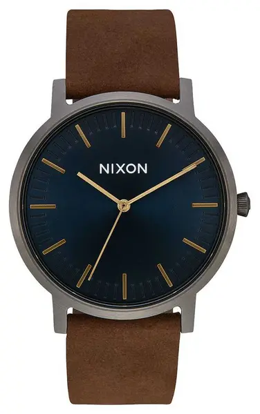 Image of Nixon A1058-2984-00 Porter Leather Gunmetal / Indigo / Watch