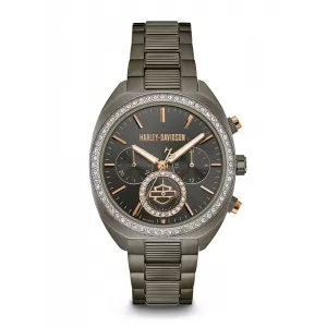 Image of Harley Davidson 78M103 Womens Stone Set Wristwatch Colour - Black