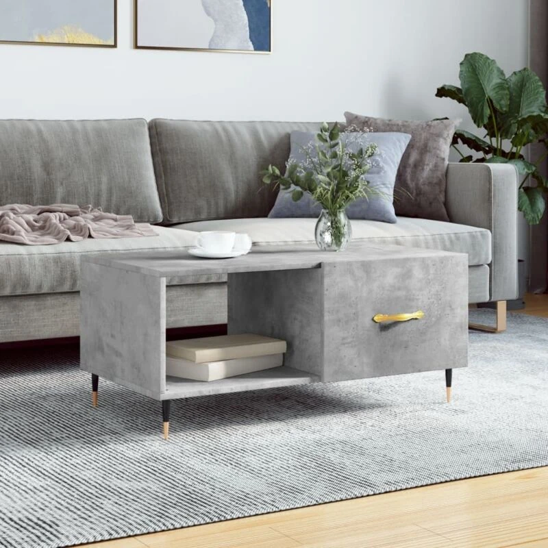 Image of Vidaxl Coffee Table Concrete Grey 90X50X40 Cm Engineered Wood, Grey 829192