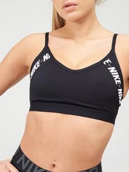 Image of Nike Light Support Indy Logo Sports Bra - Black, Size XS, Women