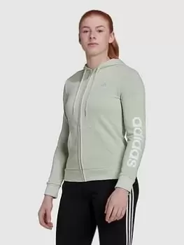 Image of adidas Essentials Linear Full Zip Hoodie, Light Green Size XL Women