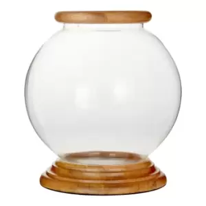 Image of Hampstead Hurricane Candle Holder With Wood Rim Large