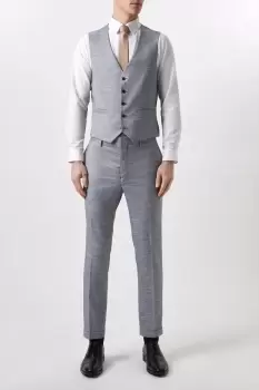 Image of Slim Fit Chambray Blue Slub Waistcoat