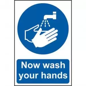 Image of Self adhesive semi-rigid PVC Now Wash Your Hands Sign 200 x 300mm.