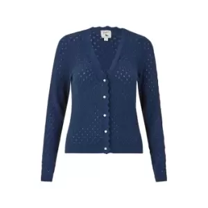 Image of Yumi Navy Pointelle Stitch Cardigan - Blue