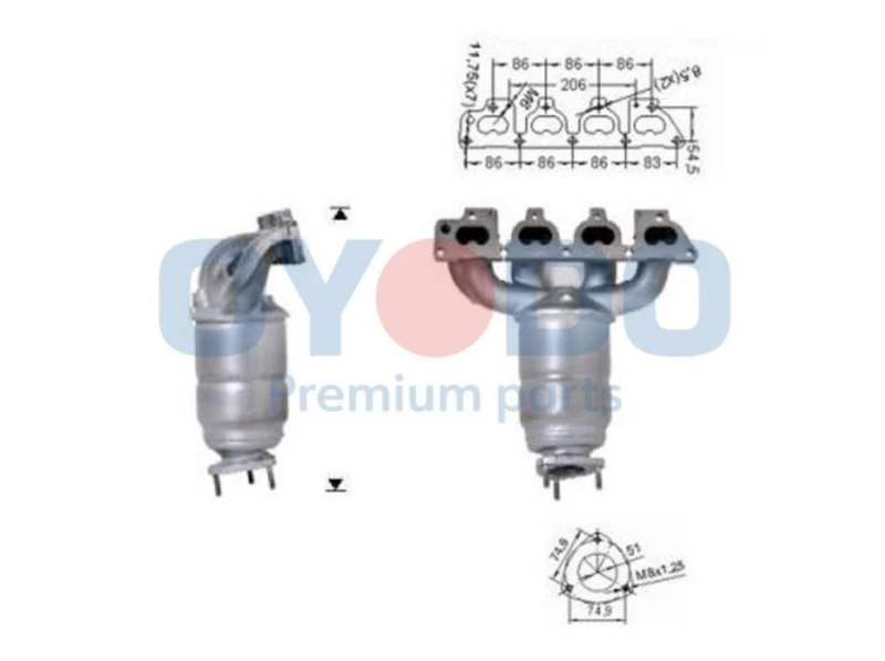 Image of Oyodo 10N0007-OYO Catalytic Converter with mounting parts Catalyst Converter (429)