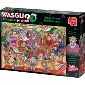 Image of Jumbo Wasgij Christmas 18 Gingerbread Showstopper 2 x 1000 Piece Jigsaw Puzzle