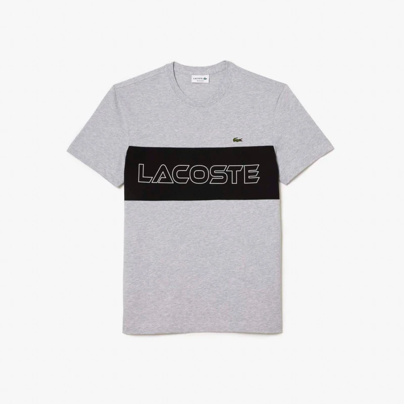 Image of Lacoste Regular-Fit Colour Block Print T-Shirt Multi Colour male XS