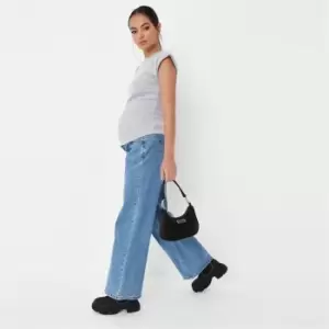 Image of Missguided Maternity Straight Wide Leg Jean - Blue
