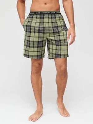 Image of Calvin Klein Check Lounge Shorts, Multi Size M Men