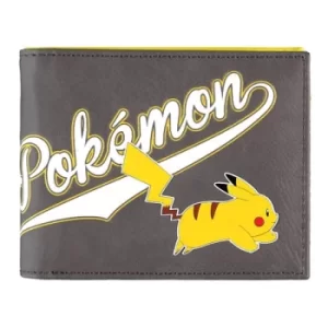 Image of POKEMON Stylish Logo & Pika Bi-fold Wallet, Unisex, Grey/Yellow (MW142744POK)