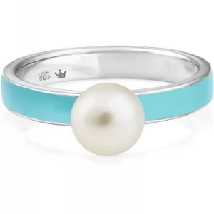 Image of Ladies Jersey Pearl Sterling Silver Viva Freshwater Pearl Light Blue Ring Size M