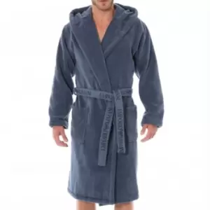 Image of Emporio Armani Logo Jacquard Sponge Bathrobe - Iron L