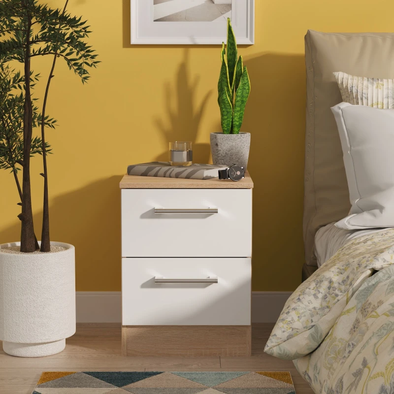 Image of Ready Assembled 2 U Cornwall 2 Drawer Bedside Cabinet (Ready Assembled) Multicolor Unisex