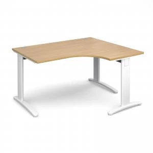 Image of TR10 Deluxe Right Hand Ergonomic Desk 1400mm - White Frame Oak Top