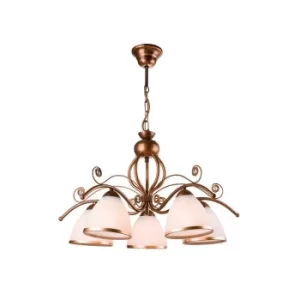 Image of Retro Multi Arm Pendant Ceiling Light Brown, 5x E27