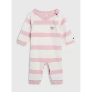 Image of Tommy Hilfiger Baby Striped Towelling Coverall - Pink