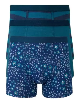 Image of Cotton Traders Mens 3 Pack Mixed Trunks in Blue
