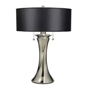 Image of 2 Bulb Twin Table Lamp Highly Polished Nickel Finish LED E27 60W Bulb