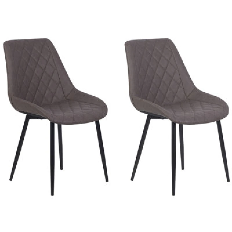 Image of Beliani Set Of 2 Dining Chairs Maribel Faux Leather Dark Brown