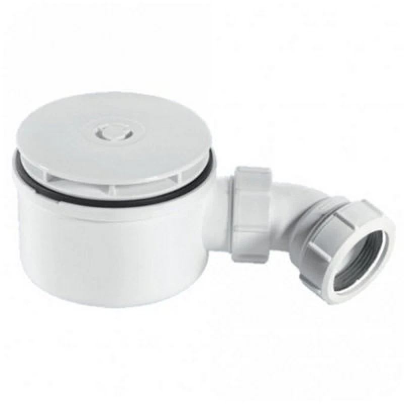 Image of McAlpine ST90WH10-HP 90mm x 50mm Water Seal Shower Trap with 2" Universal Outlet High-Flow High-Performance Trap with removable 110mm Flange. White