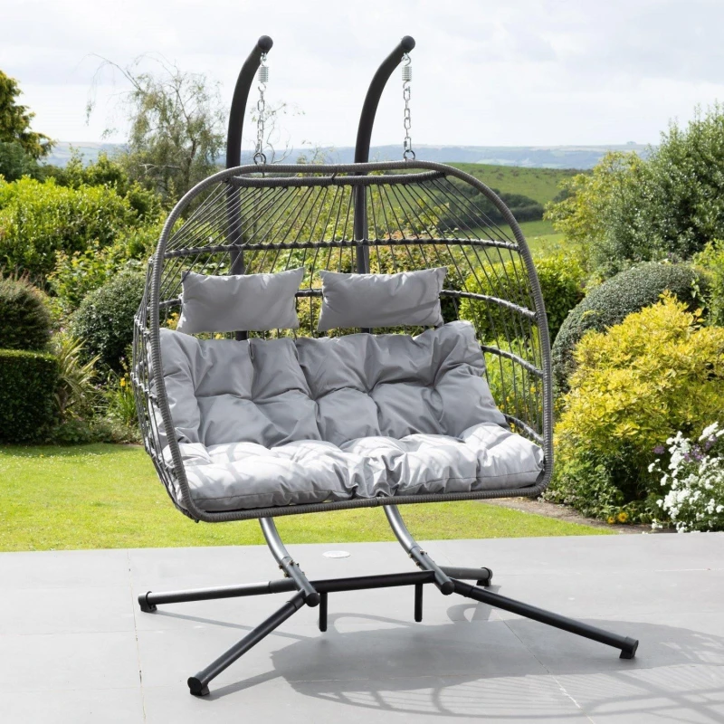 Image of Artemis Home Haversham Swinging Double Garden Seat in Dark Grey Dark Grey Unisex