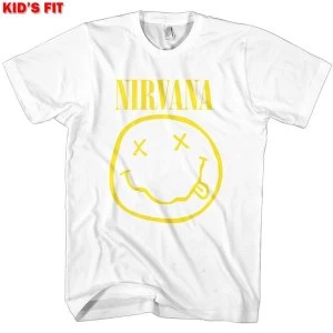 Image of Nirvana - Yellow Smiley Kids 3 - 4 Years T-Shirt - White
