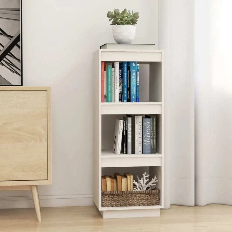 Image of Vidaxl Book Cabinet/Room Divider White 40X35X103cm Solid Pinewood, White 810845
