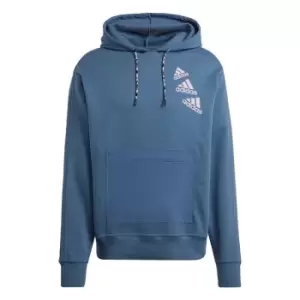Image of adidas Essentials BrandLove Fleece Hoodie (Gender Neutral - Wonder Steel / Bliss Lilac