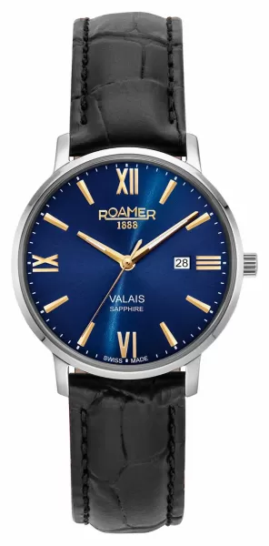 Image of Roamer 958844 41 41 05 Valais Ladies Blue Dial With Yellow Watch