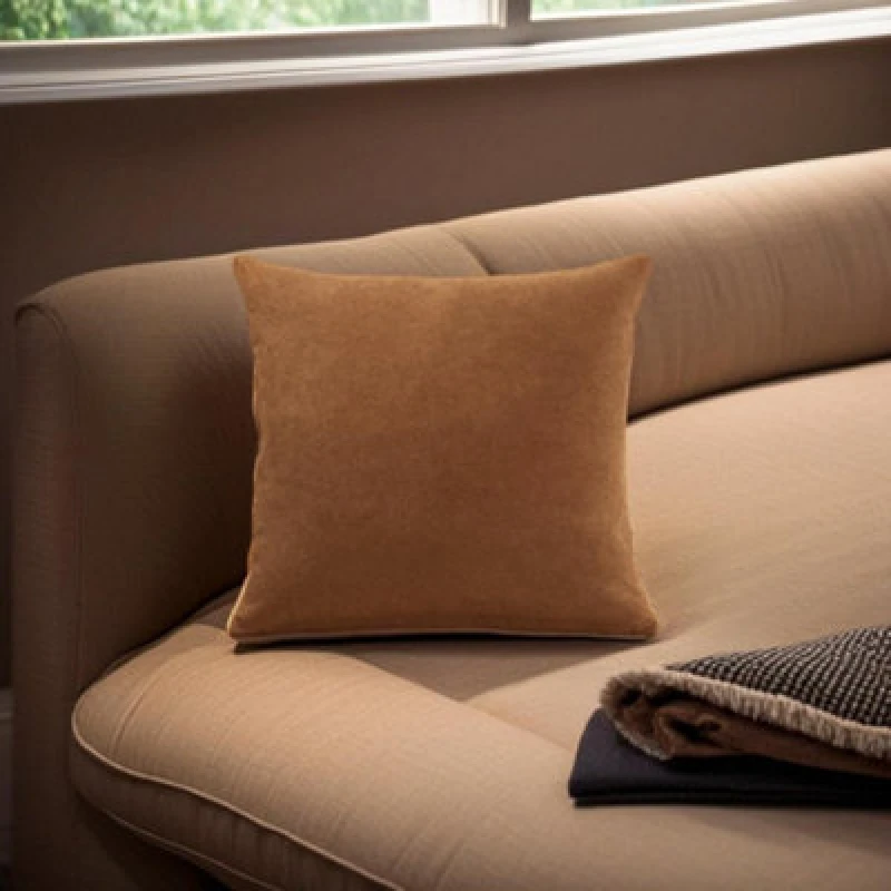 Image of Luxury Living Velvet Chenille Cushion Tan
