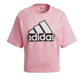 Image of adidas Essentials Logo Boxy T-Shirt Womens - Light Pink / White