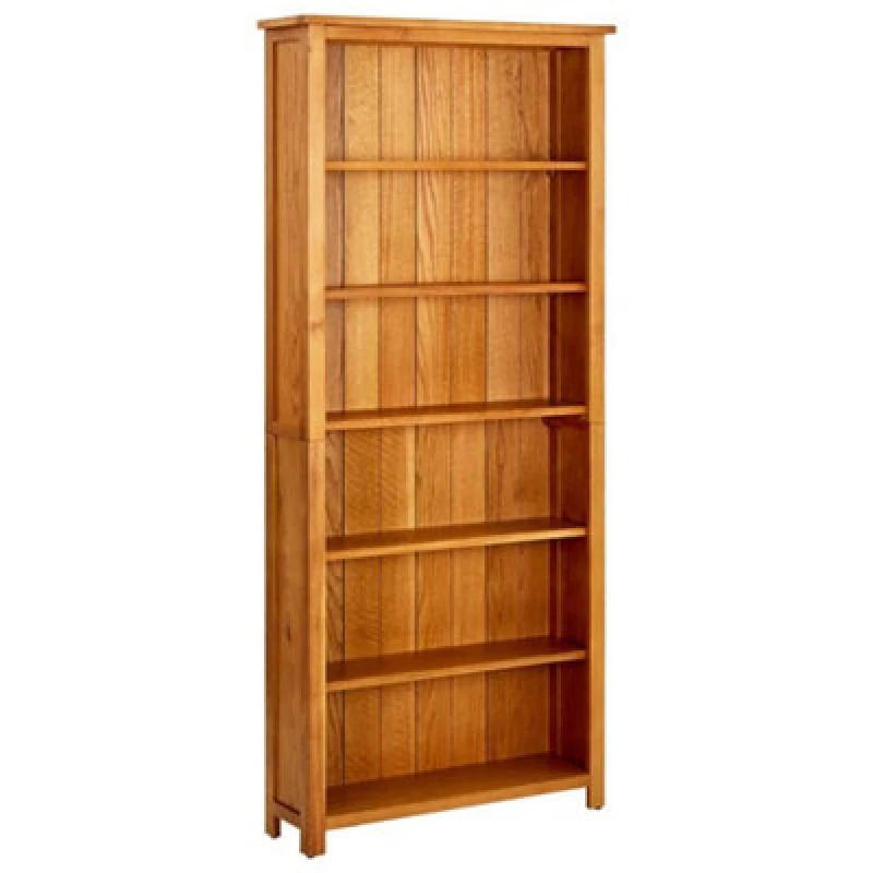 Image of vidaXL Solid Oak Wood 6-Tier Bookcase Brown Bookshelf Display Stand Cabinet