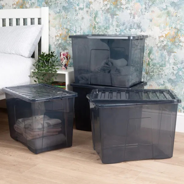 Image of Wham Crystal Set of 4 Boxes & Lids, 80L Black