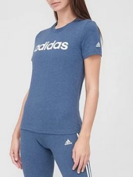Image of adidas Essentials Linear T-Shirt - Navy Size M Women