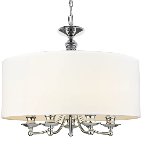 Image of Abu Dhabi 5 Light Cylindrical Pendant Ceiling Light Silver, E14