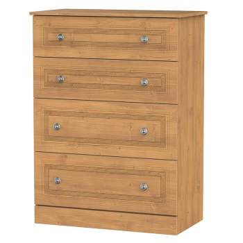 Image of Robert Dyas Loxley Ready Assembled 4-Drawer Deep Chest of Drawers - Oak