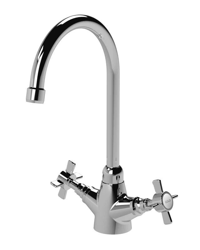 Image of Balterley Mono Two Crosshead Handle Sink Mixer Tap Chrome Silver