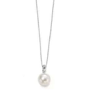 Image of 9ct White Gold Diamond Freshwater Pearl Pendant