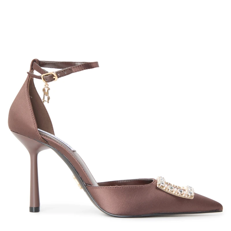 Image of Steve Madden Womens Accession Stiletto Court Shoes Brown Satin female 4 (37)