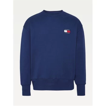 Image of Tommy Jeans Flag Crew Sweatshirt - Navy C87