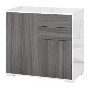 Image of Homcom Side Cabinet With 2 Doors And 2 Drawers Grey White