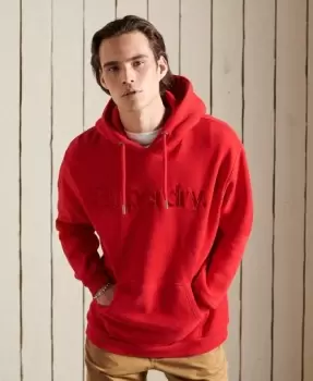 Image of Superdry Mens Embroidered Tonal Core Logo Hoodie Red / Hike Red - Size: M