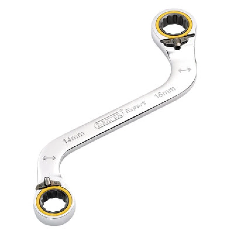 Image of Draper Expert Hi Torq Double Ring Ratchet S Spanner 03944 Range Metric: 14mm x 16mm