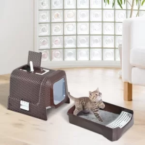 Image of Pawhut Cat Litter Box With Scoop-Coffee