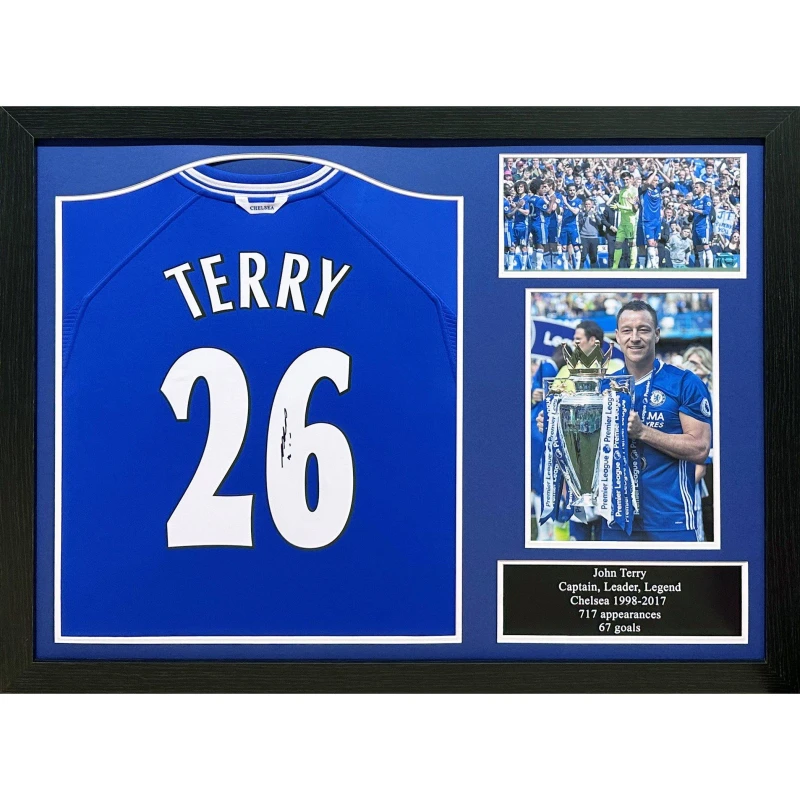 Image of AllStarSignings Ltd John Terry signed & framed Chelsea shirt Blue unisex One Size