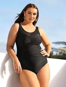 Image of Yours Mesh Swimsuit - Black, Size 18, Women