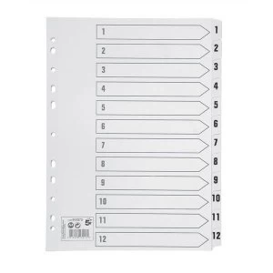 Image of 5 Star Office A4 Index 150gsm Card with Mylar Tabs 1 12 White