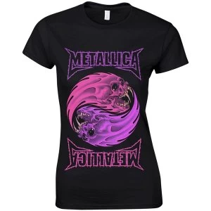 Image of Metallica - Yin Yang Purple Ladies Small T-Shirt - Black